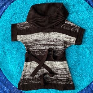 Carolyn Taylor short sleeve cowl neck brown sweater